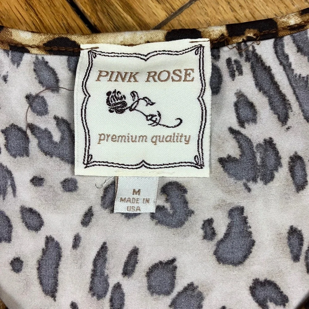 Pink Rose Leopard Print‎ Maxi Dress Womens Medium Sleeveless Animal Print